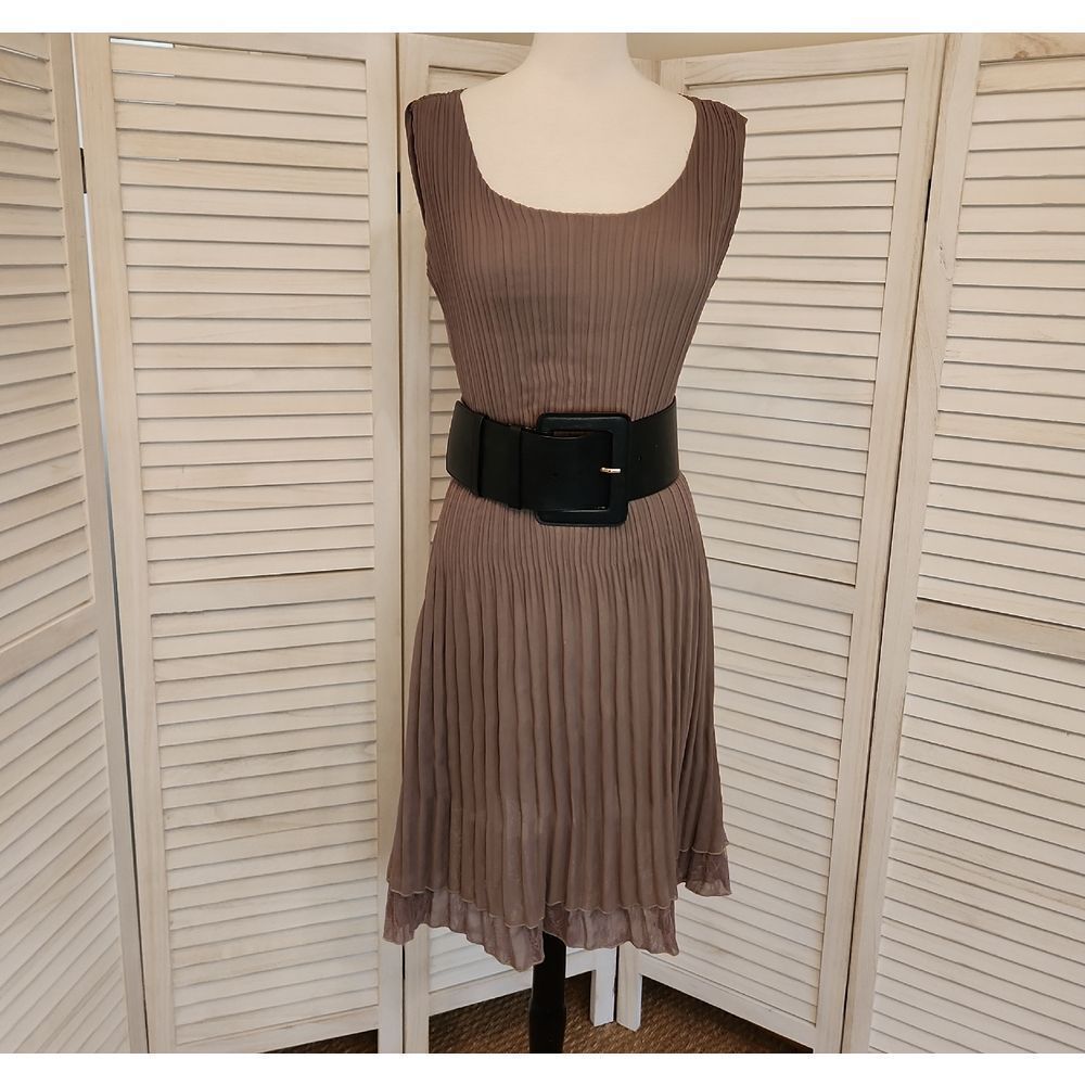 Veeca Taupe Pleated Dress Size S